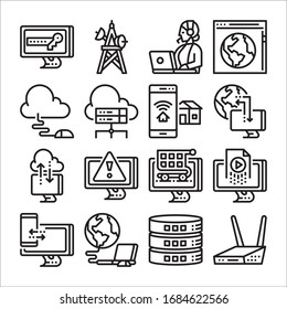 Simple Set of Computer Network Related Vector Line Icons