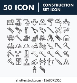 Simple Set of Construction Related Vector Line Icons. Editable Stroke. 