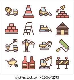 Simple Set of Construction Related Vector icons color