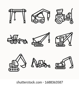 Simple Set Construction Vector line Icons