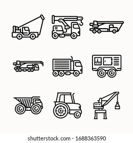Simple Set Construction Vector line Icons