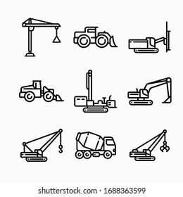 Simple Set Construction Vector line Icons