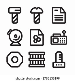 Simple Set Construction Vector line Icons