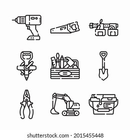 Simple Set Construction Vector line Icons. Line with Editable stroke
