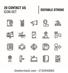 Simple Set of Contact Us  Related Vector Line Icons