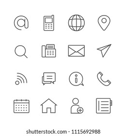 Simple Set of Contact us vector thin line icons, Editable Stroke linear symbols

