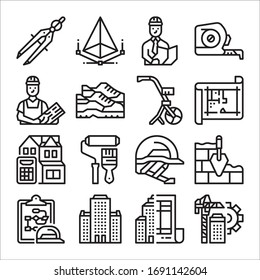 Simple Set of Contruction Related Vector Line Icons