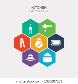 simple set of cooking pot, custard cup, cutting board, flour icons, contains such as icons garlic press, honey dipper, ketchup and more. 64x64 pixel perfect. infographics vector