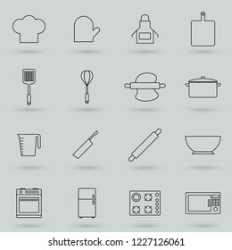 Simple Set of Cooking Related Vector Line Icons. Contains such Icons as Kitchen Utensils, Boiling and Frying Time, Cookbook and more. Symbol, logo illustration.