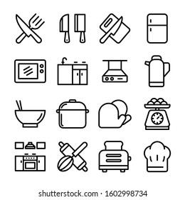 Simple Set of Cooking Related Vector Line Icons. Contains such Icons as Frying Pan, Boiling.