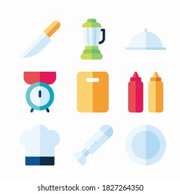 Iconos simples de color de vectores de cocina. Color con trazo editable
