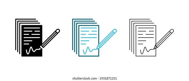 Einfache Set von Vektorgrafik-Symbolen der Kopiermaschine. Dieses Symbol ist dickes Notizbuch und Stift. Umfasst Silhouette, bunt und dünn. Bearbeitbarer Stroke. Web-Symbole und Vektorlogos.