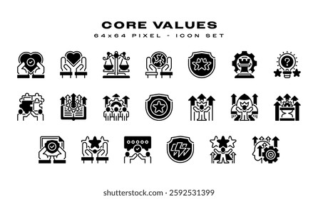 Simple Set of Core Values Related Vector Line Icons. Universal creative premium symbol. Vector sign icon logo template. Vector illustration