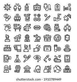 Simple Juego de Iconos Vectores Relacionados con la Seguridad del Virus Corona.