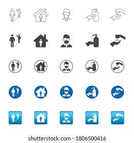 Simple Set of Coronavirus Protection Related Vector Line Icons. Contain Such as Washing Hands ,Keep Distant, Stay Home. Simple Health New Vector Icon Set.