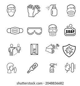 Simple Set of Coronavirus Protection Related Vector Line Icons