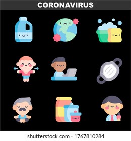 Simple Set of Coronavirus Safety Related Vector Line Icons. Contains such Icons as Washing Hands, Man and Woman Wearing Face Mask and more