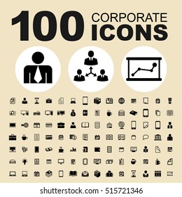 Simple Set of Corporate Vector Icons. Contains such Icons as Business, Team, Job, Management, Office, Manager, Person, Organization, Contract, Communication, Leader, Partnership and more.