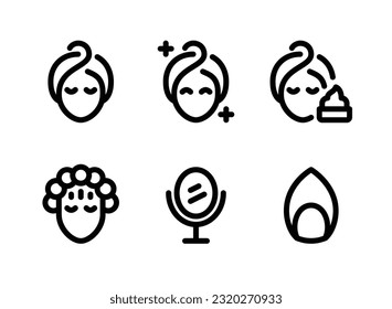 Einfache Sammlung von kosmetischen Vektorgrafik-Symbolen. Enthält Symbole wie Frauengefühl, Gesichtspflege und mehr.