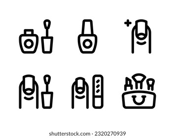 Simple Set of Cosmetic Related Vector Line Icons. Contains Icons as Nail Polish, Fingernail and more.