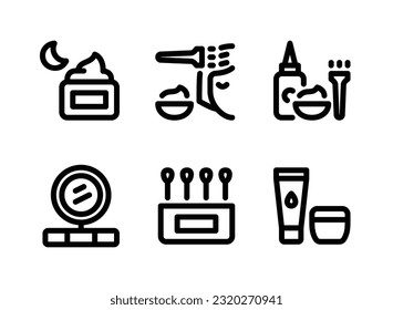 Simple Set of Cosmetic Related Vector Line Icons. Contains Icons as Night Cream, Hair Dye, Vanity and more.