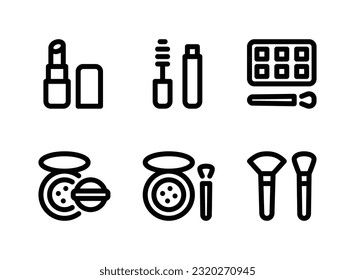 Simple Set of Cosmetic Related Vector Line Icons. Contains Icons as Lipstick, Mascara, Eyeshadow Palette and more.