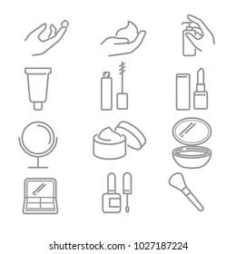 Simple Set of Cosmetics Related Vector Line Icons