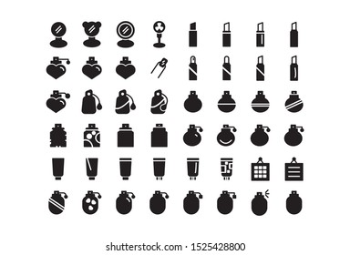 Simple Set of Cosmetics Related Vector Line Icons. Contains such Icons as Cream Bottle, Lipstick, Makeup Brush and more. Editable Stroke.Vector