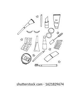 Simple Set of Cosmetics Related Vector Line Icons. Contains such Icons as Cream Bottle, Lipstick, Makeup Brush and more. Editable Stroke. Perfect.

