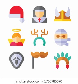 Simple Set Costume Party Vector Color Icons. Color with Editable stroke