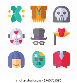 Simple Set Costume Party Vector Color Icons. Color with Editable stroke