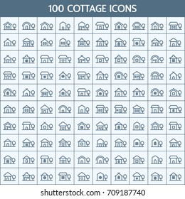 Simple Set of Cottage Related Vector Line Icons. Contains such Icons as real estate, home, house, building and more. Vector pictogram objects.