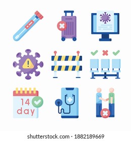 Simple Set Covid Protection Vector Color Iconos
