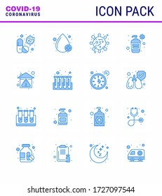 Simple Set of Covid-19 Protection Blue 25 icon pack icon included hand wash; cream; type; bottle; corona viral coronavirus 2019-nov disease Vector Design Elements