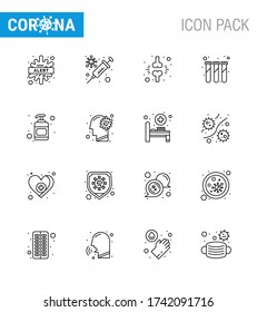 Simple Set of Covid-19 Protection Blue 25 icon pack icon included test tubes; lab; virus; experiment; injured viral coronavirus 2019-nov disease Vector Design Elements