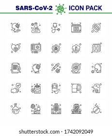 Simple Set of Covid-19 Protection Blue 25 icon pack icon included medical; protection; diagnosis; schudule; calendar viral coronavirus 2019-nov disease Vector Design Elements