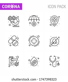 Simple Set of Covid-19 Protection Blue 25 icon pack icon included  sign; health; location; medica; tablet viral coronavirus 2019-nov disease Vector Design Elements