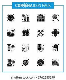 Simple Set of Covid-19 Protection Blue 25 icon pack icon included virus; interfac; virus; glass; scan virus viral coronavirus 2019-nov disease Vector Design Elements