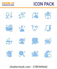 Simple Set of Covid-19 Protection Blue 25 icon pack icon included banned travel; medical; pulses; hygiene; washing viral coronavirus 2019-nov disease Vector Design Elements