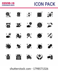 Simple Set of Covid-19 Protection Blue 25 icon pack icon included prohibit; sign; bone; medicine; patient viral coronavirus 2019-nov disease Vector Design Elements