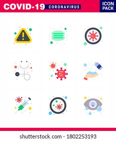 Conjunto simple de icono Covid-19 Protection Blue 25 incluido covid; virus; bacterias; estetoscopio; diagnóstico coronavirus viral 2019-nov Enfermedad Vector Elementos de diseño