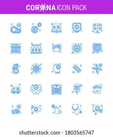 Einfache Set von Covid-19 Protection Blue 25 Icon Pack Symbol enthalten Sicherheit; Virus, Coronavirus; Suche; Lernen viraler Coronavirus 2019-nov Krankheit Vektor Design Elements