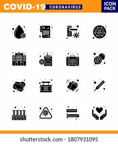 Simple Set of Covid-19 Protection Blue 25 icon pack icon included clinic; warning; locked; science; hazard viral coronavirus 2019-nov disease Vector Design Elements