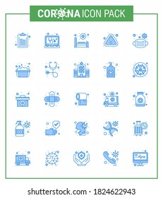 Simple Set de icono Covid-19 Protection Blue 25 incluido médico; cara; hospital; virus; notar coronavirus viral 2019-nov Enfermedad Vector Elementos de diseño