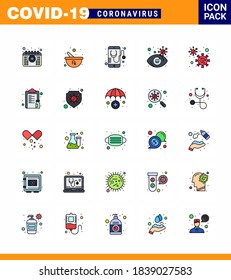 Simple Set of Covid-19 Protection Blue 25 icon pack icon included virus; view; health; search; online viral coronavirus 2019-nov disease Vector Design Elements