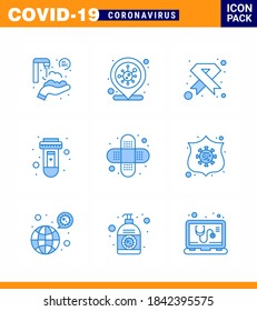 Simple Set of Covid-19 Protection Blue 25 icon pack icon included virus; test; aids; blood; ribbon viral coronavirus 2019-nov disease Vector Design Elements