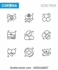 Simple Set of Covid-19 Protection Blue 25 icon pack icon included  capsule; supervision; virus; medical; science viral coronavirus 2019-nov disease Vector Design Elements