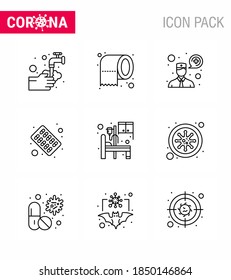 Einfache Set von Covid-19 Protection Blue 25 Icon Pack Symbol enthalten Krankenhaus; Medizin; Sicherheit; Pillen; Kapselviruscoronavirus 2019-nov Krankheit Vektor Design Elements