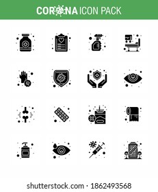 Simple Set of Covid-19 Protection Blue 25 icon pack icon included virus; icu; plan; hospital bed; bottle viral coronavirus 2019-nov disease Vector Design Elements