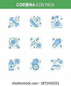 Simple Set of Covid-19 Protection Blue 25 icon pack icon included vaccine; medicine; lab; coronavirus; virus viral coronavirus 2019-nov disease Vector Design Elements